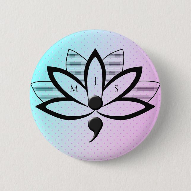 Suicide Awareness Flower Semicolon Initialer Knapp (Framsida)