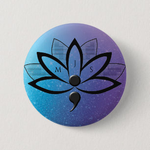 Suicide Awareness Flower Semicolon Initialer Knapp