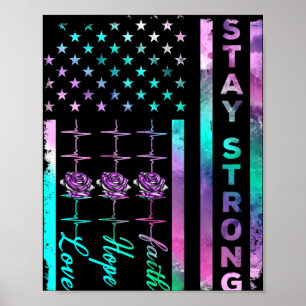 Suicide Awareness Håll stark amerikansk stress Poster