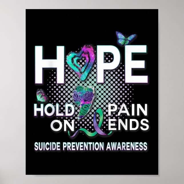 Suicide Awareness Hope-akronym - håll på Pain Ends Poster (Framsidan)
