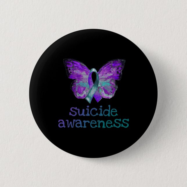 Suicide Awareness Lila Teal Butterfly SemiColon Knapp (Framsida)