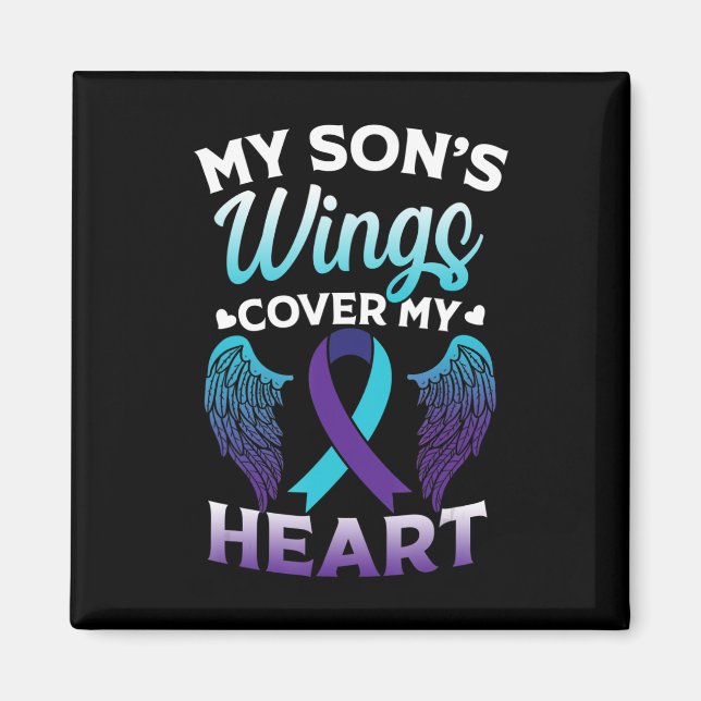 Suicide Awareness Memory of Son Vingar Cover Heart Magnet (Framsidan)