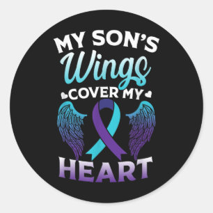 Suicide Awareness Memory of Son Vingar Cover Heart Runt Klistermärke