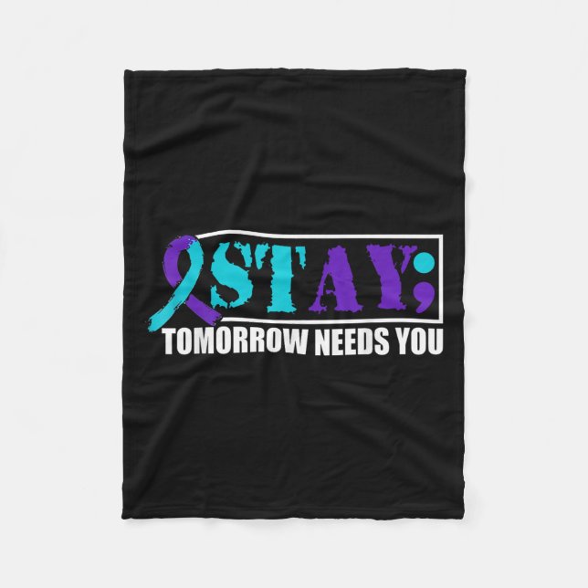 Suicide Awareness Mental Health Tomorrow Semicolon Fleecefilt (Framsidan)