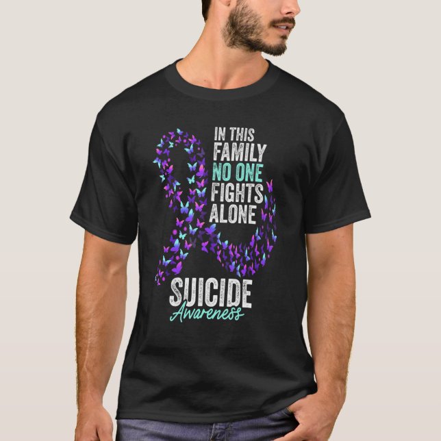 Suicide Awareness Month Butterflies Lila and Tea T Shirt (Framsida)