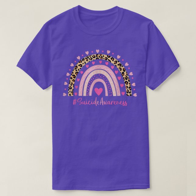 Suicide Awareness Pink Heart Leopard Rainbow Suici T Shirt (Design framsida)
