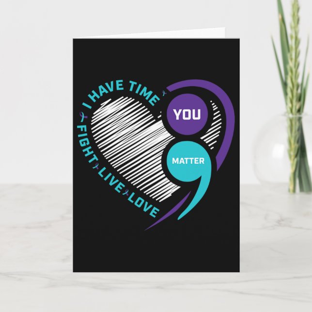 Suicide Awareness Prevention Heart Semi Colon You  Kort (Framsida)