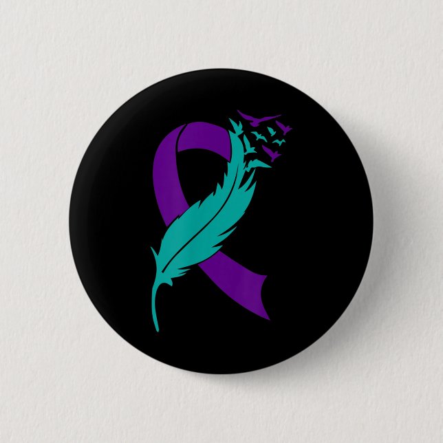 Suicide Awareness Prevention Lila Teal Ribbon Knapp (Framsida)