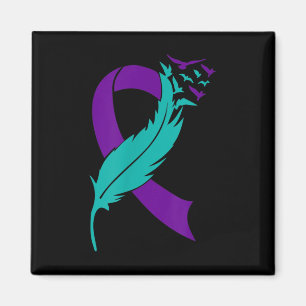 Suicide Awareness Prevention Lila Teal Ribbon Magnet