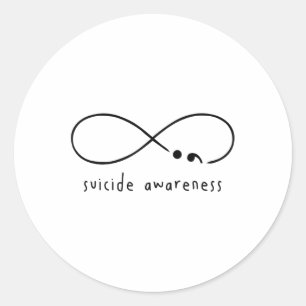 Suicide Awareness Prevention Semicolon Mental Heal Runt Klistermärke