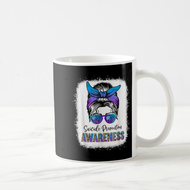 Suicide Awareness Shirt Messy Bun Hair Suicide Pre Kaffemugg (Höger)