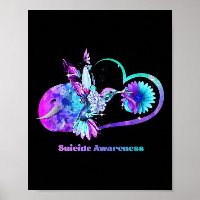 Suicide Awareness Shirt Solros Heart Lila Poster (Framsidan)