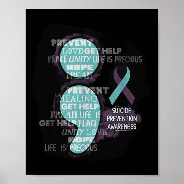 Suicide Awareness Shirt Suicide Prevention Semicol Poster (Framsidan)