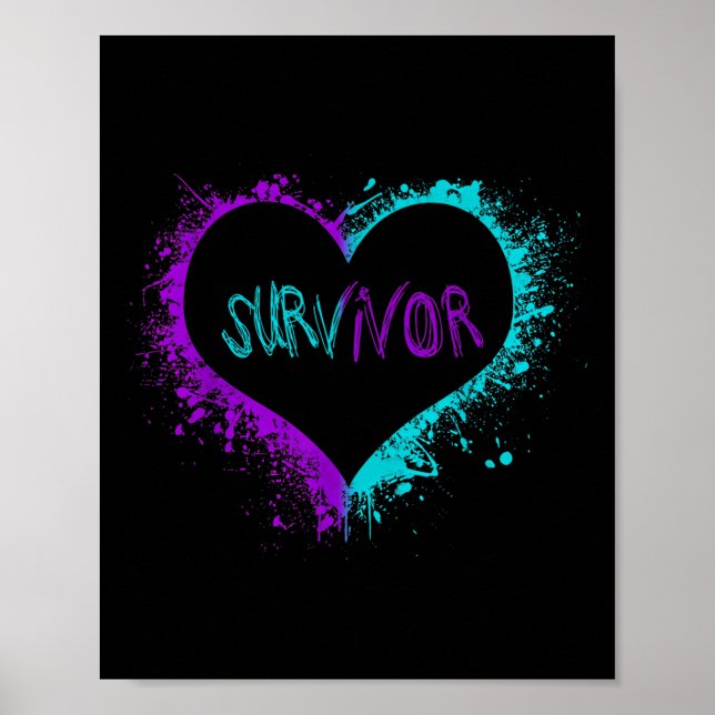 Suicide Awareness Shirt Survivor Suicide Awareness Poster (Framsidan)