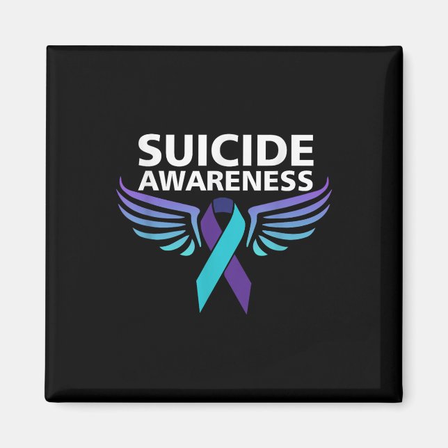 Suicide Awareness Shirt Vingar och Ribbon Suicide Magnet (Framsidan)