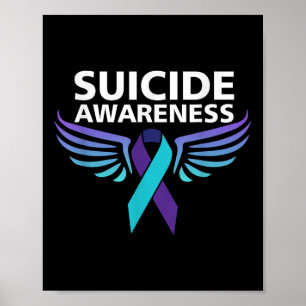 Suicide Awareness Shirt Vingar och Ribbon Suicide Poster