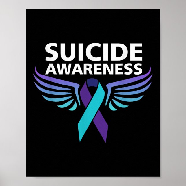 Suicide Awareness Shirt Vingar och Ribbon Suicide Poster (Framsidan)