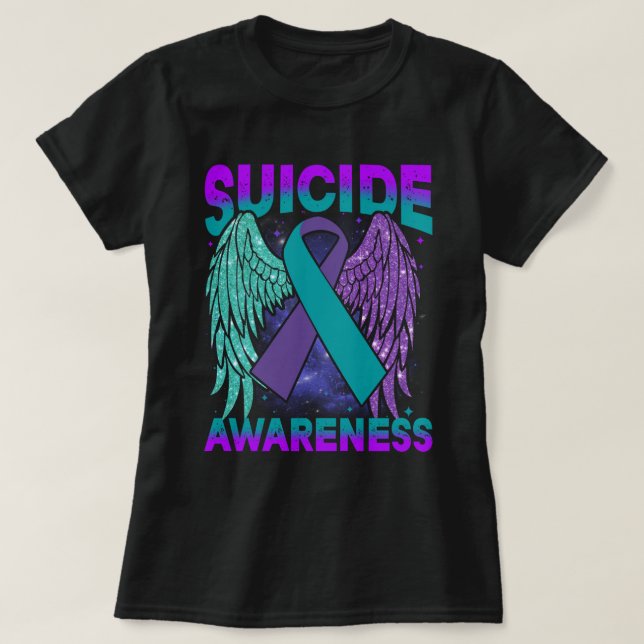 Suicide Awareness Shirt Wings and Ribbon Suicide P T Shirt (Design framsida)