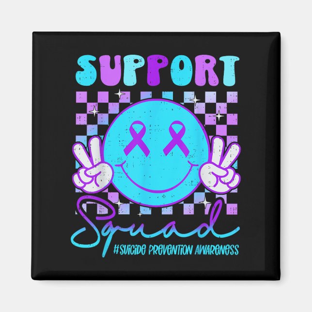 Suicide Awareness Teal &amp; Purple Ribbon Suprt G Magnet (Framsidan)