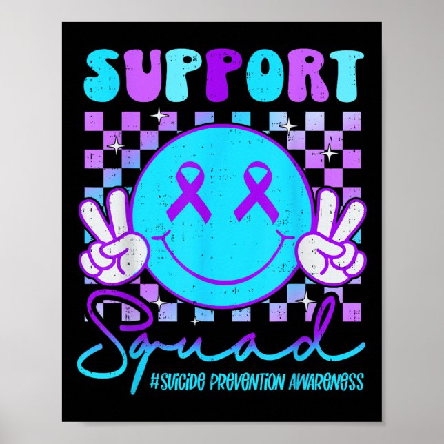 Suicide Awareness Teal &amp; Purple Ribbon Suprt G Poster (Framsidan)