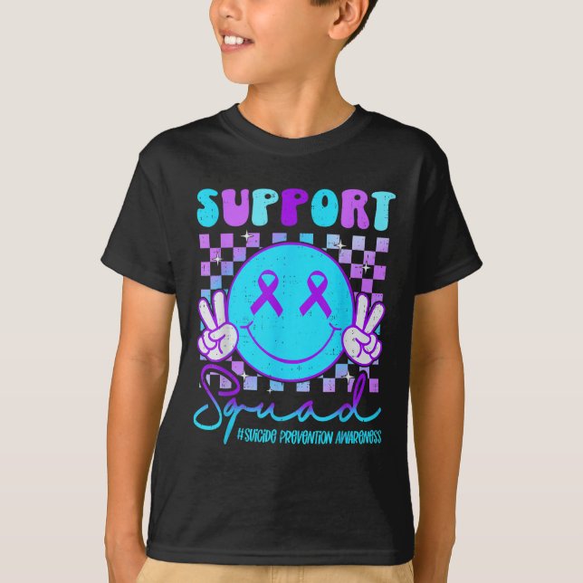 Suicide Awareness Teal &amp; Purple Ribbon Suprt G T Shirt (Framsida)