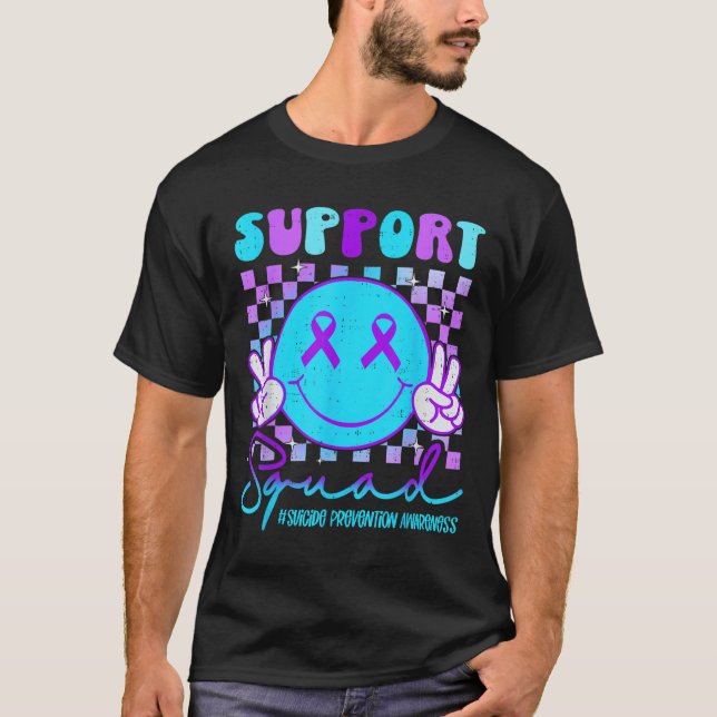 Suicide Awareness Teal &amp; Purple Ribbon Suprt G T Shirt (Framsida)
