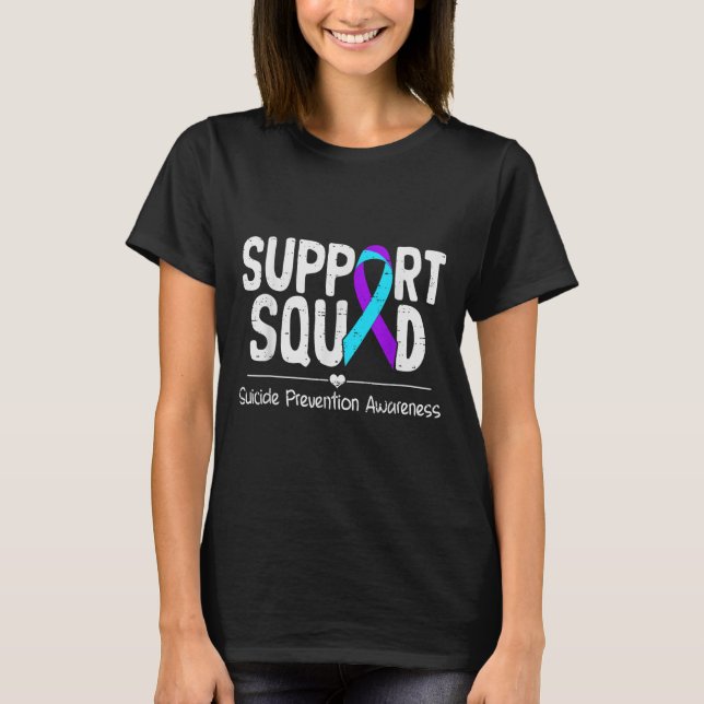 Suicide Awareness Teal &amp; Purple Ribbon Suprt M T Shirt (Framsida)