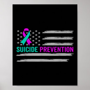 Suicide Awareness USA Flagga Pental Health Poster