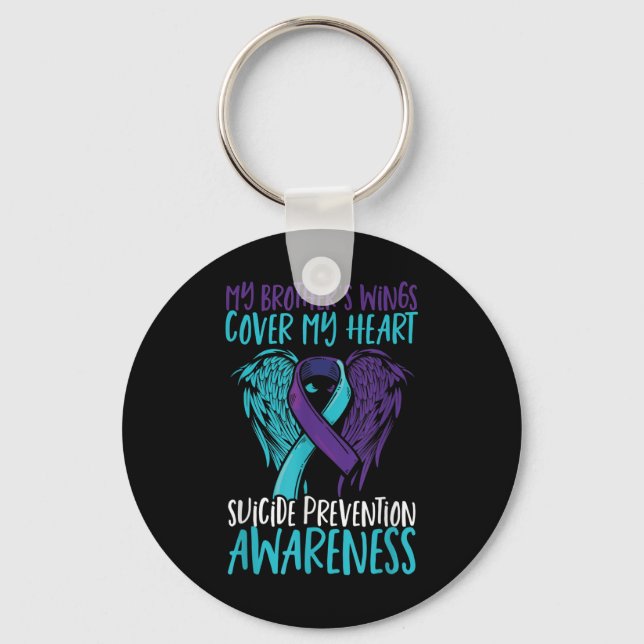 Suicide Awareness Vingar&amp; Ribbon Suicide Nyckelring (Framsida)