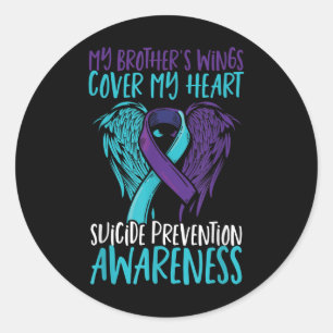 Suicide Awareness Vingar& Ribbon Suicide Runt Klistermärke