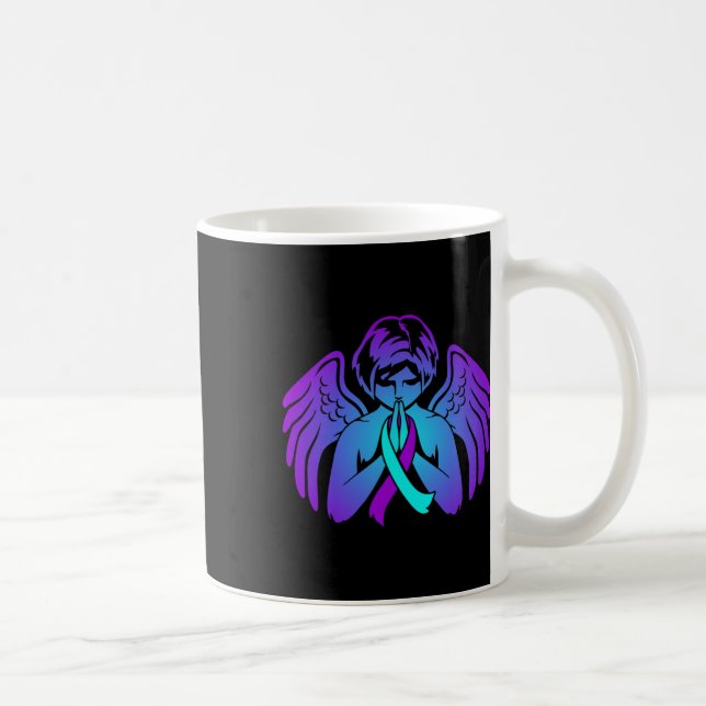 Suicide Awareness Vingar Angel Ribbon Lycklig Supp Kaffemugg (Höger)