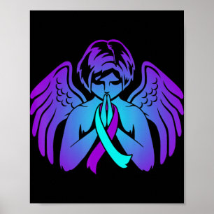 Suicide Awareness Vingar Angel Ribbon Lycklig Supp Poster