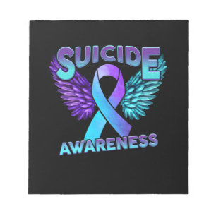 Suicide Awareness Vingar och Ribbon Suicide Preven Anteckningsblock