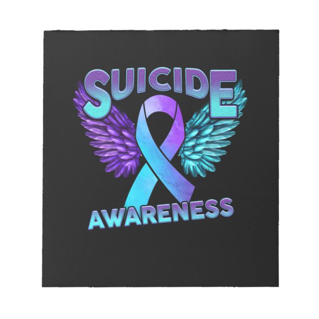 Suicide Awareness Vingar och Ribbon Suicide Preven Anteckningsblock (Framsida)