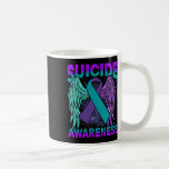Suicide Awareness Vingar och Ribbon Suicide Preven Kaffemugg<br><div class="desc">Självmordsmedvetande Vingar och förebyggande av benvävnad 1</div>