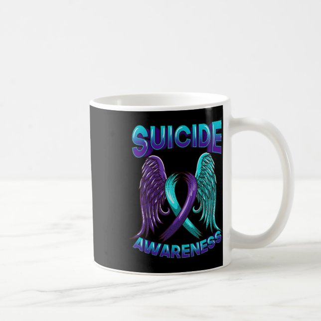 Suicide Awareness Vingar och Ribbon Suicide Preven Kaffemugg (Höger)