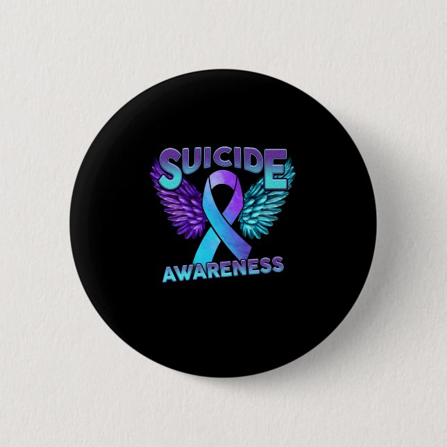 Suicide Awareness Vingar och Ribbon Suicide Preven Knapp (Framsida)