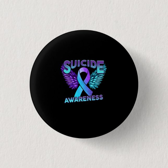 Suicide Awareness Vingar och Ribbon Suicide Preven Knapp (Framsida)