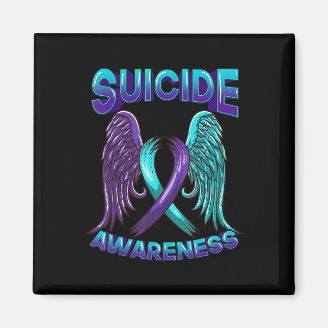 Suicide Awareness Vingar och Ribbon Suicide Preven Magnet (Framsidan)