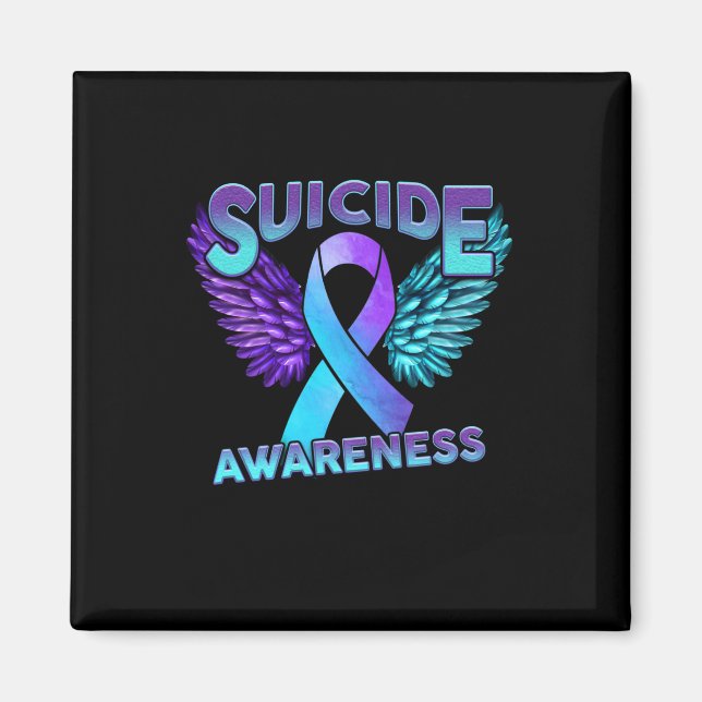 Suicide Awareness Vingar och Ribbon Suicide Preven Magnet (Framsidan)
