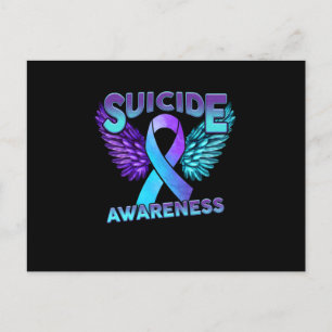 Suicide Awareness Vingar och Ribbon Suicide Preven Meddelande Vykort