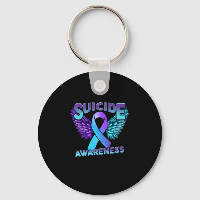 Suicide Awareness Vingar och Ribbon Suicide Preven Nyckelring (Framsida)