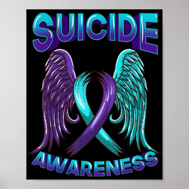 Suicide Awareness Vingar och Ribbon Suicide Preven Poster (Framsidan)