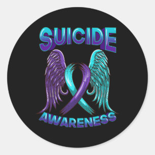 Suicide Awareness Vingar och Ribbon Suicide Preven Runt Klistermärke