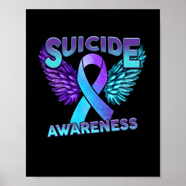 Suicide Awareness Wings And Ribbon Suicide Prevent Poster (Framsidan)
