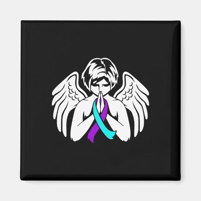 Suicide Awareness Wings Angel Ribbon Happy Support Magnet (Framsidan)