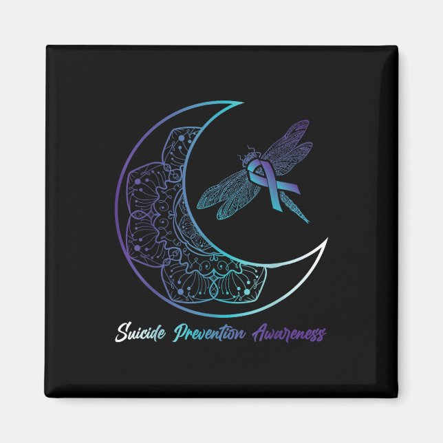 Suicide Depression Moon Dragonfly Prevention Aware Magnet (Framsidan)