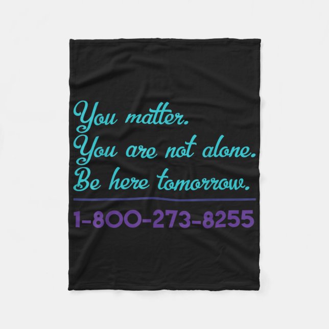 Suicide Hotline 1-800-273-8255 Suicide Awareness P Fleecefilt (Framsidan)