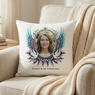 Suicide Loss Memorial Angel Wing Custom Photo Poem Kudde