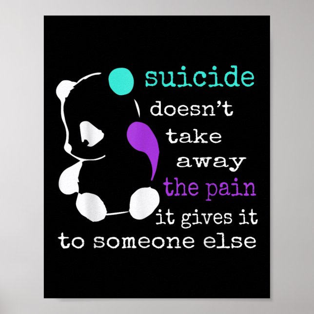 Suicide Pain Semicolon Gift Suicide Prevention Awa Poster (Framsidan)